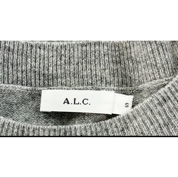 ALC Womens Sz S Heather Gray Wool Cashmere Cut Out Twisted Back Pullover Sweater - Picture 7 of 9